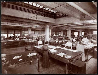 Women working on patterns at McCall